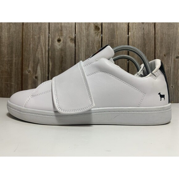 GOATS Sneakers Platform Smooth White Leather Slip On Hook Loop Mens Shoe Sz 9.5 - Picture 4 of 9